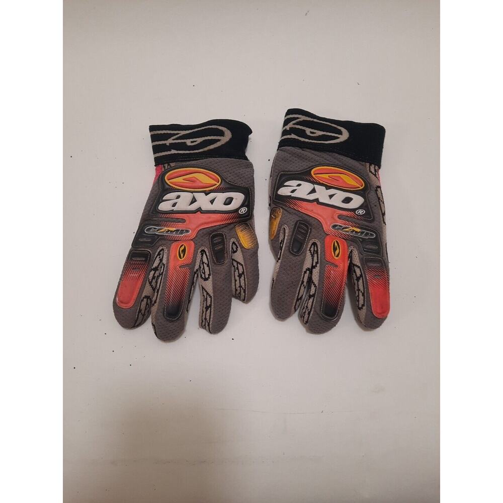 Vtg AXO Sport Motocross/BMX Gloves, XL/11, Red, Black, Yellow & WHITE MOTO GLOVE